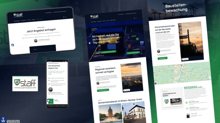 zweite Webdesign, Local SEO und SEO Referenz von Verkaufsstarkes Webdesign für Staff Sicherheit & Ordnungsdienste GmbH in Mannheim, Zeiskam und Germersheim