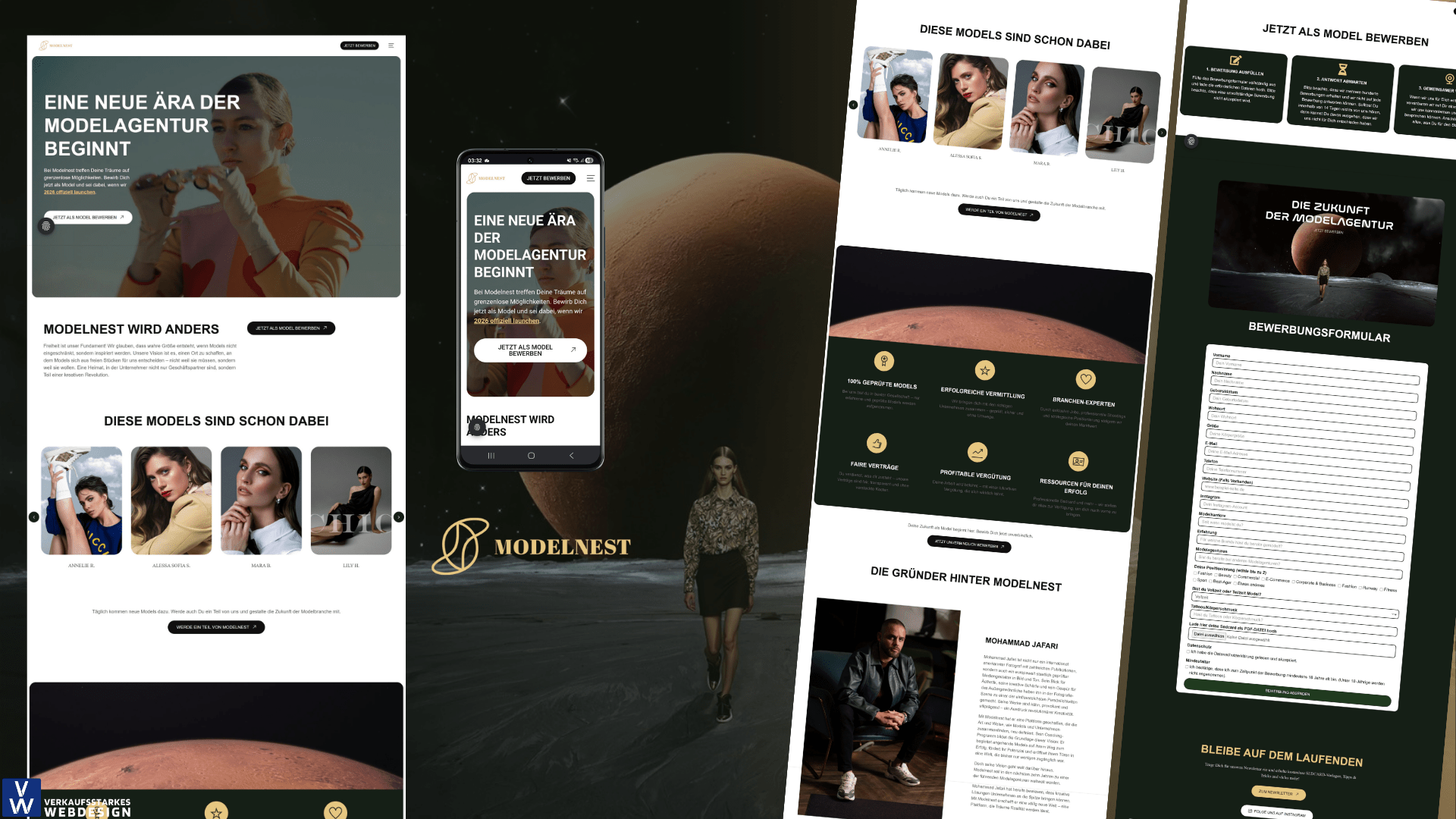 Webdesign & SEO-Referenz von Verkaufsstarkes Webdesign für Modelnest Modelagentur Karlsruhe