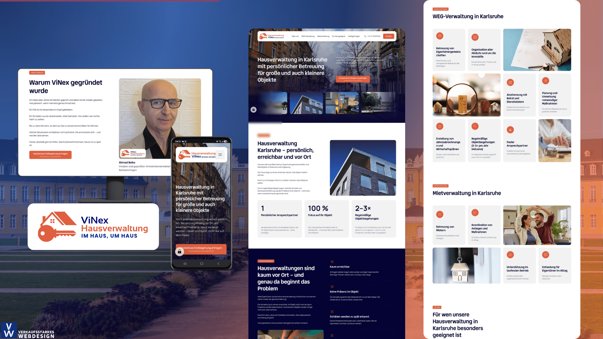 Webdesign & Local SEO Referenz von Verkaufsstarkes Webdesign für Vinex Hausverwaltung in Karlsruhe