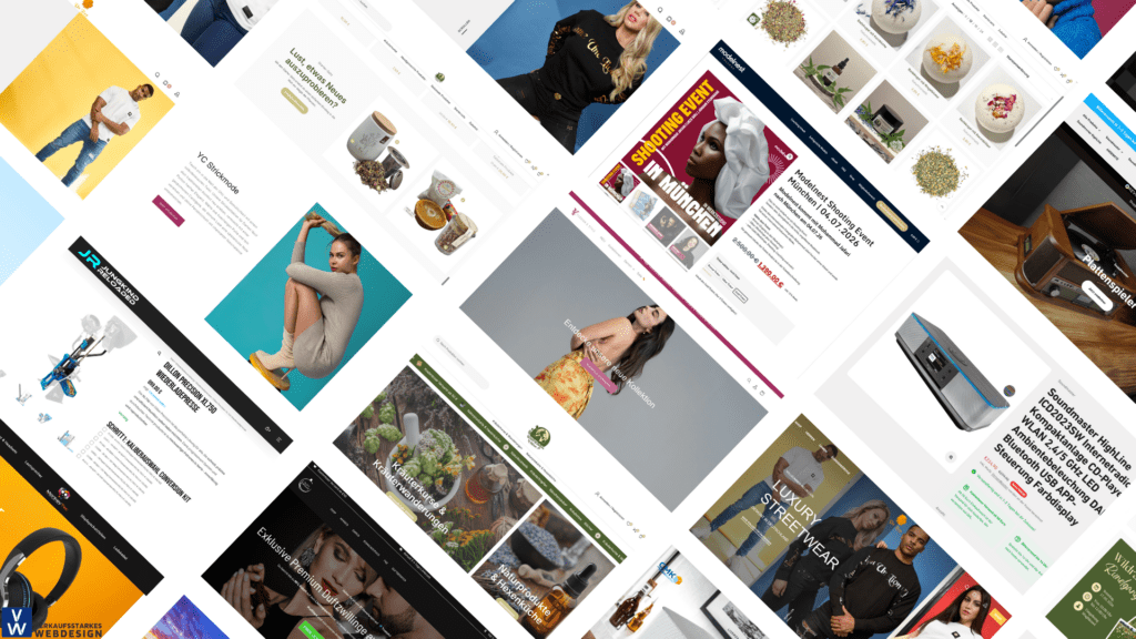 Sichtbarres Portfolio, zusammenstellung mit mehreren onlineshops die von verkaufsstarkes webdesign erstellt wurden